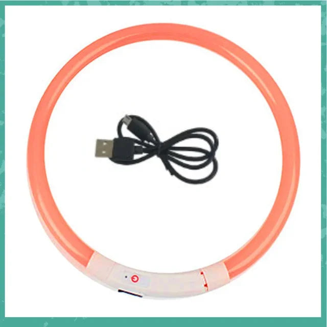 LED Dog Collar, USB Rechargeable Illuminated Pet Dog Collar, 3 Modes, LED Illuminated Anti-Lost Dog Collar