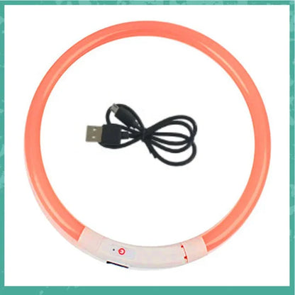 LED Dog Collar, USB Rechargeable Illuminated Pet Dog Collar, 3 Modes, LED Illuminated Anti-Lost Dog Collar