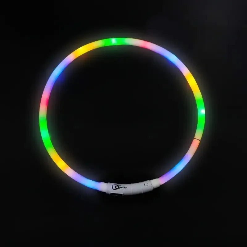 LED Dog Collar, USB Rechargeable Illuminated Pet Dog Collar, 3 Modes, LED Illuminated Anti-Lost Dog Collar