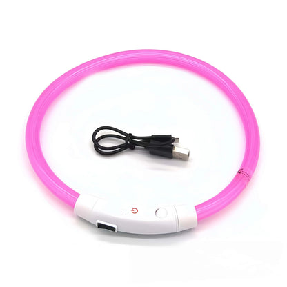 LED Dog Collar, USB Rechargeable Illuminated Pet Dog Collar, 3 Modes, LED Illuminated Anti-Lost Dog Collar