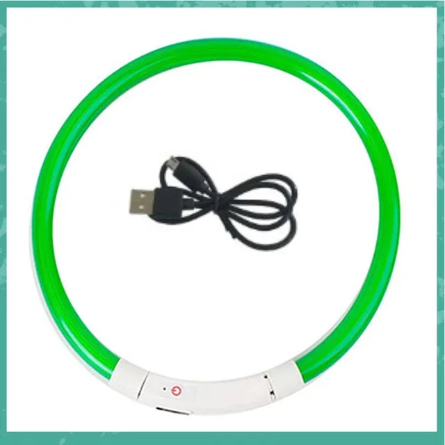 LED Dog Collar, USB Rechargeable Illuminated Pet Dog Collar, 3 Modes, LED Illuminated Anti-Lost Dog Collar