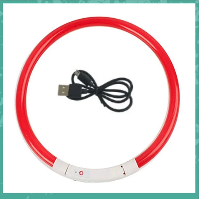 LED Dog Collar, USB Rechargeable Illuminated Pet Dog Collar, 3 Modes, LED Illuminated Anti-Lost Dog Collar